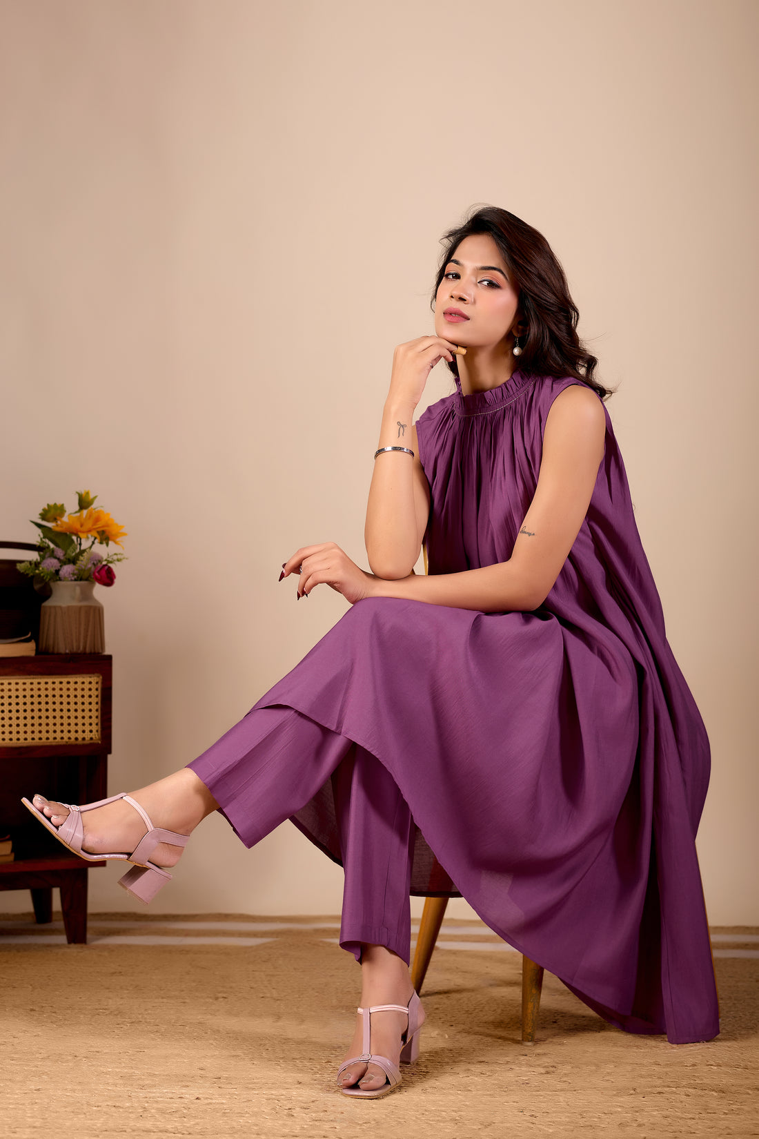 Berry Breeze Kurta Pant set