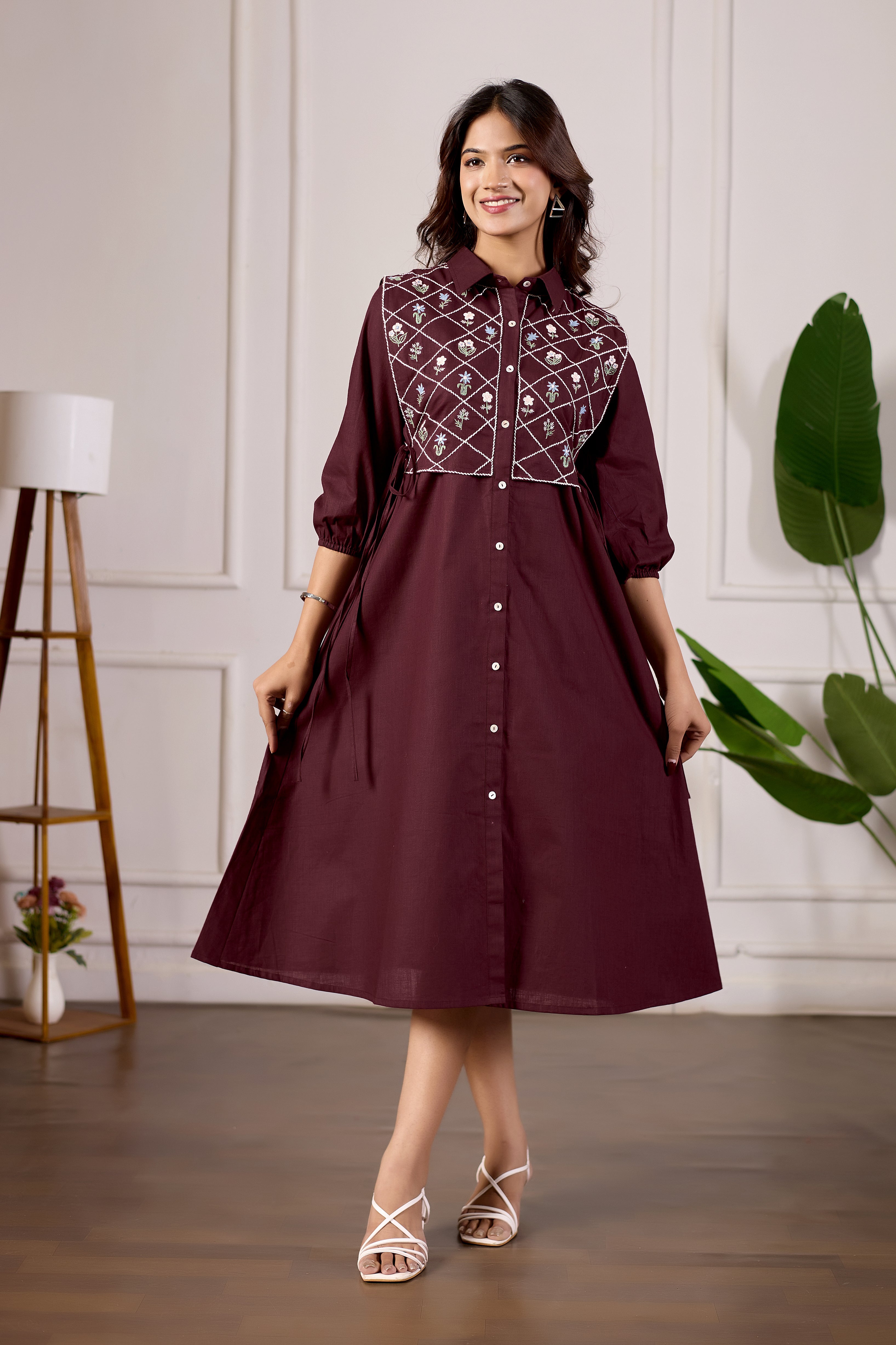 The Merlot Diamond Pure Cotton A-Line Tunic Luxe