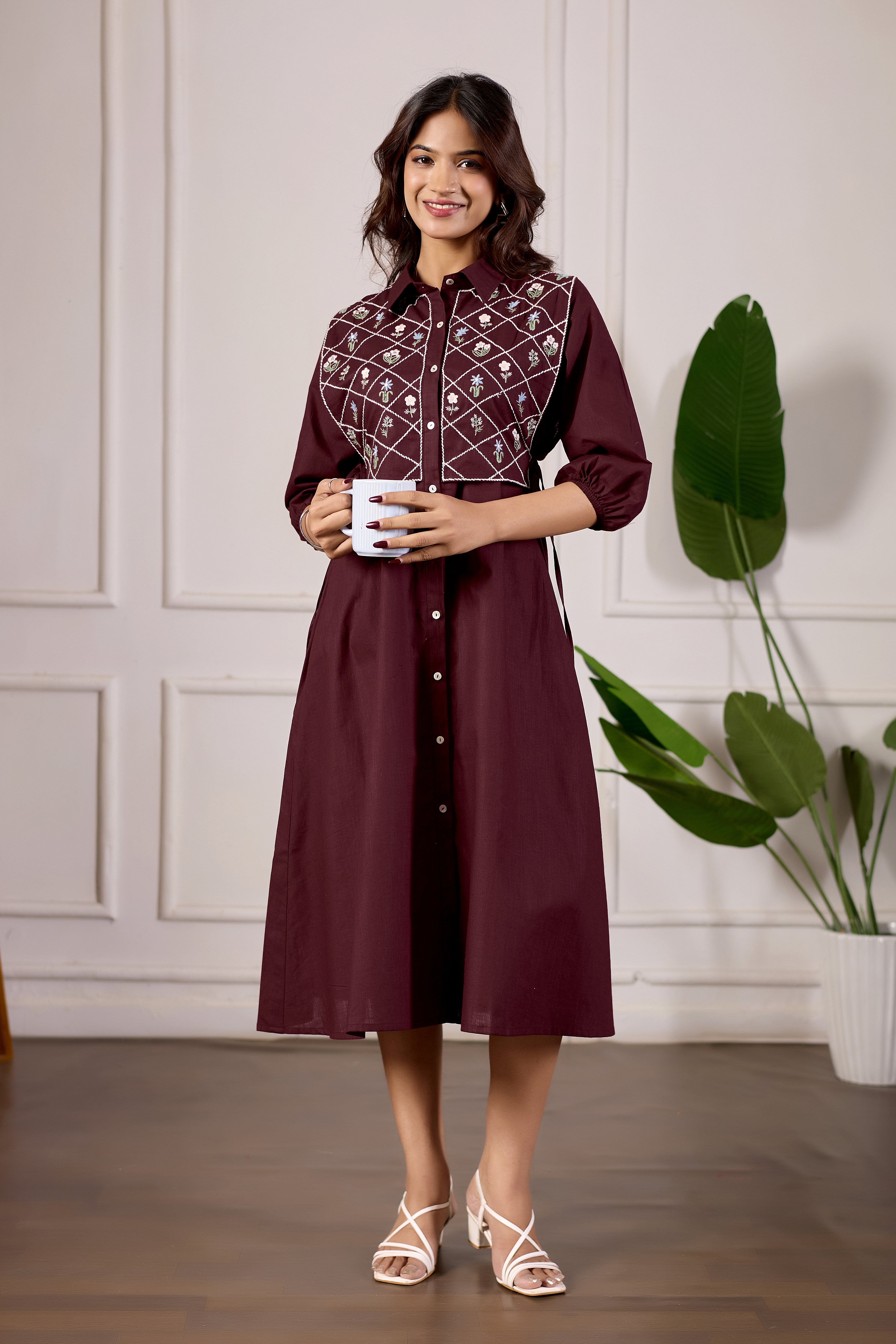 The Merlot Diamond Pure Cotton A-Line Tunic Luxe