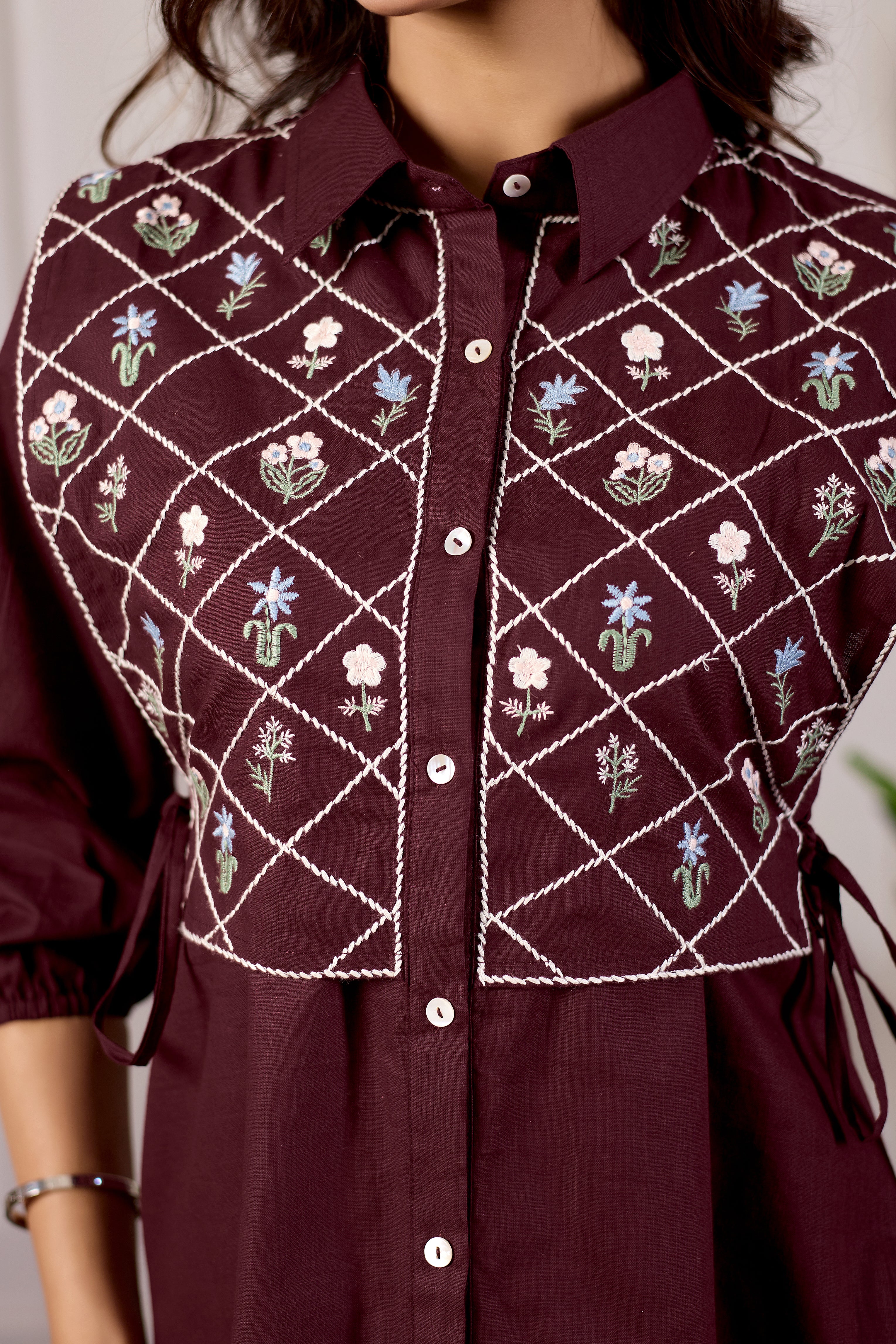 The Merlot Diamond Pure Cotton A-Line Tunic Luxe