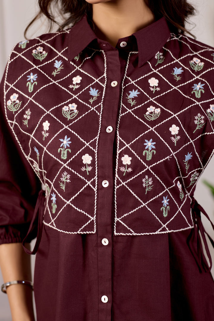 The Merlot Diamond Pure Cotton A-Line Tunic Luxe