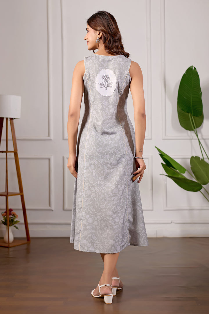 Willow Grey Midi Flow Dress