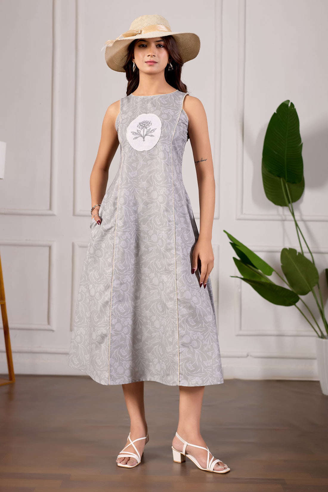 Willow Grey Midi Flow Dress