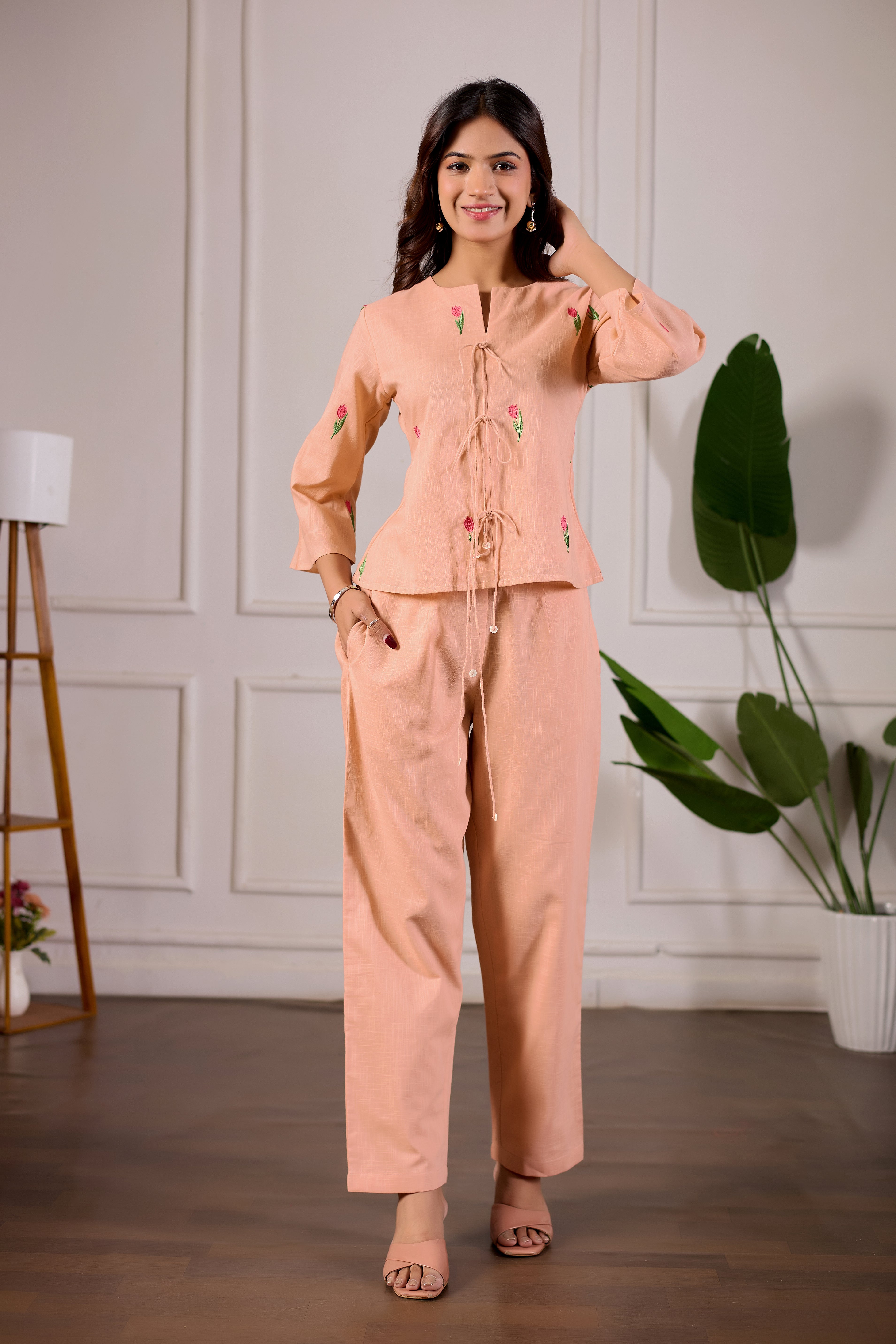 Peach Tulip Luxe Co-ord Set