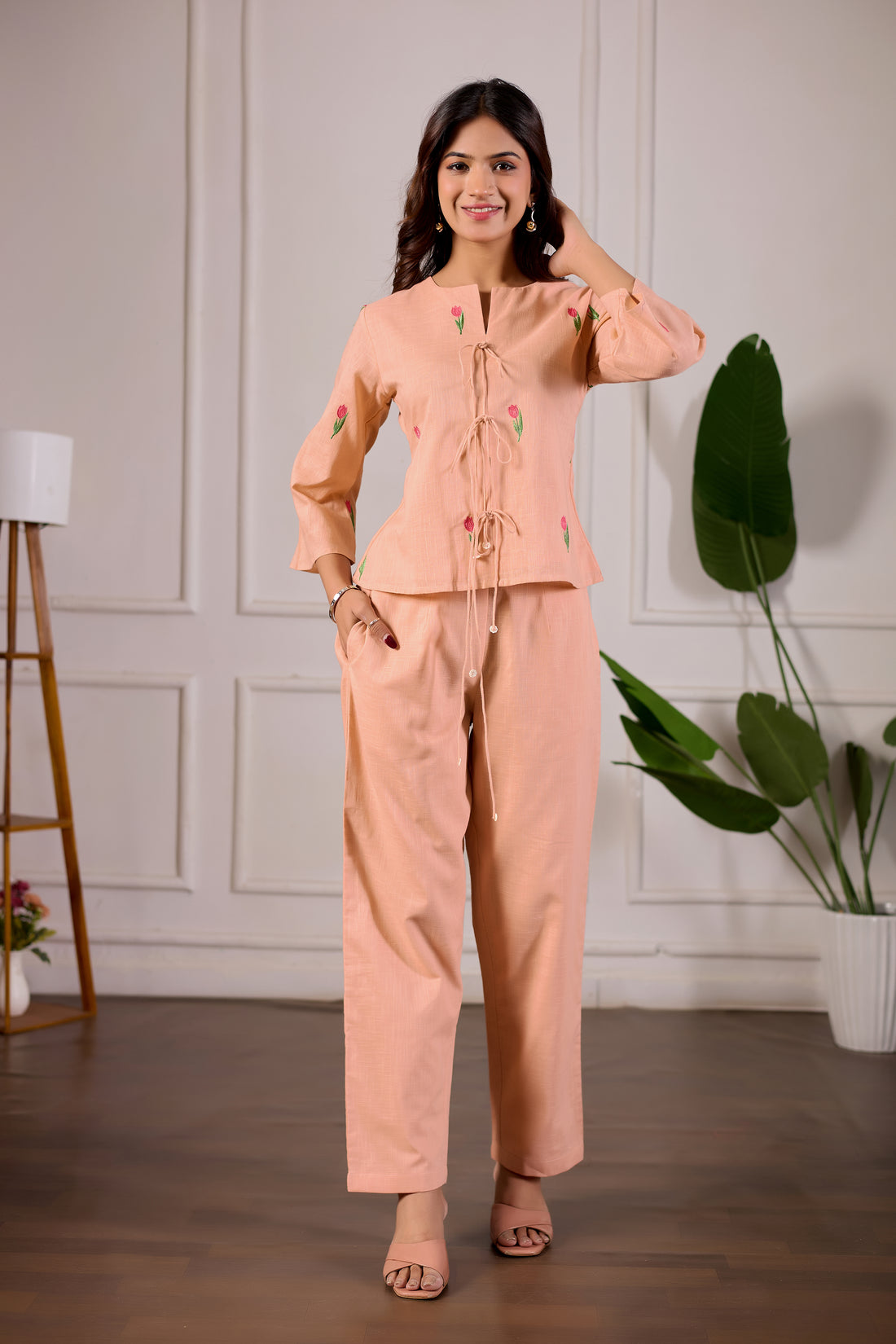 Peach Tulip Luxe Co-ord Set