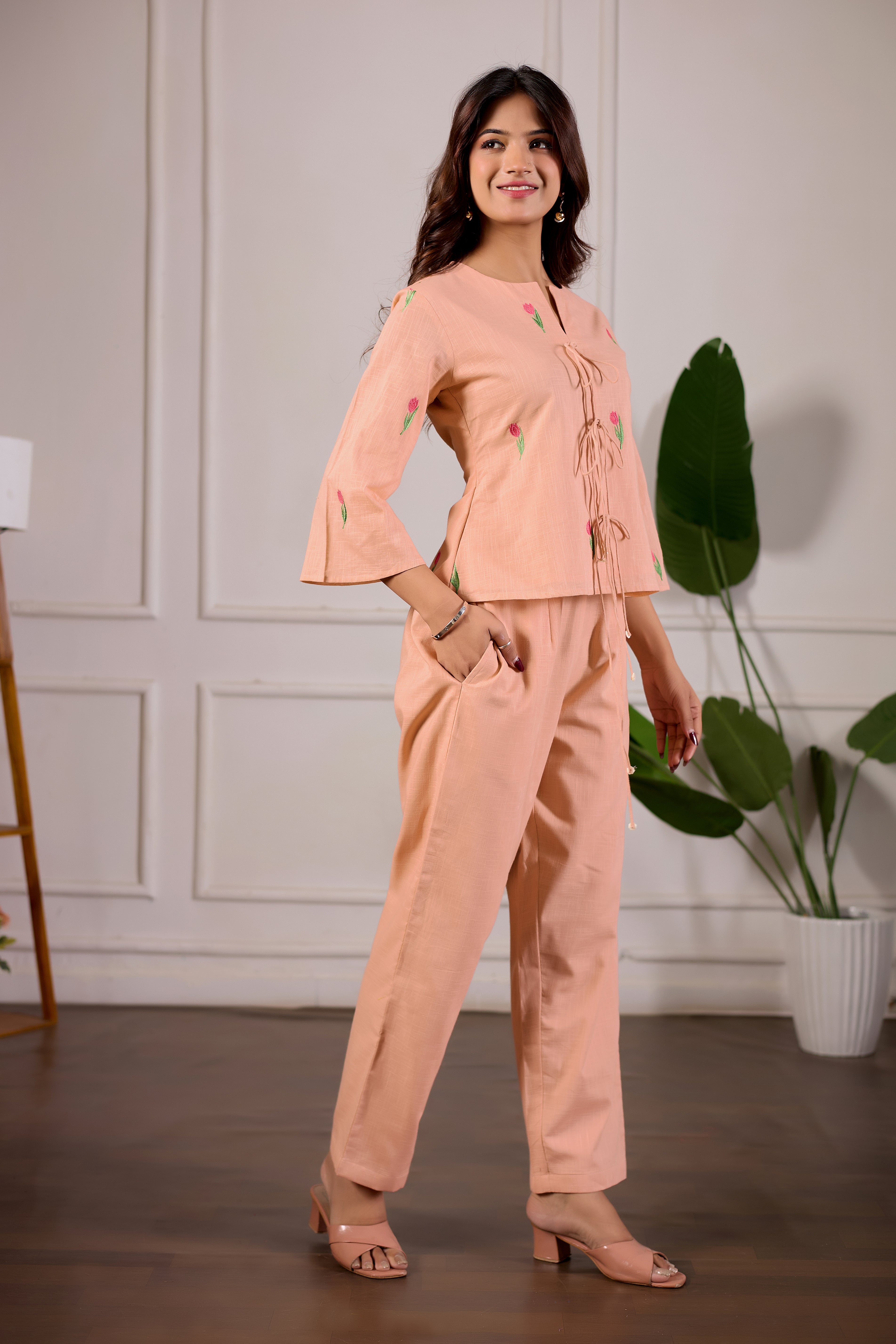 Peach Tulip Luxe Co-ord Set