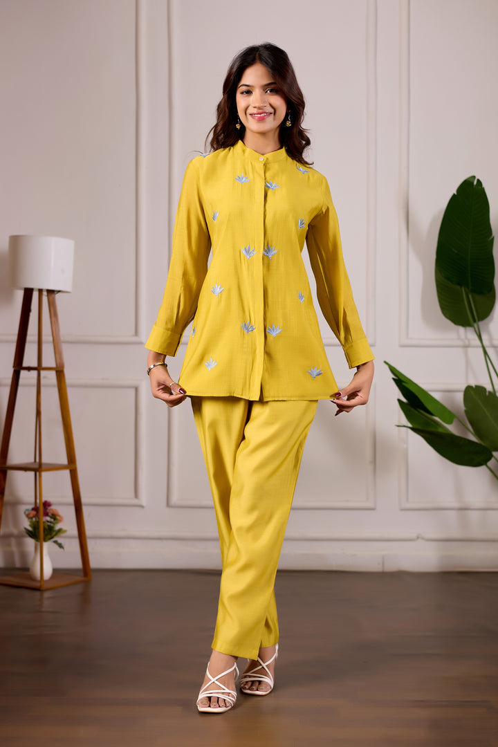 Marigold Bloom Chanderi Luxe Co-ord Set
