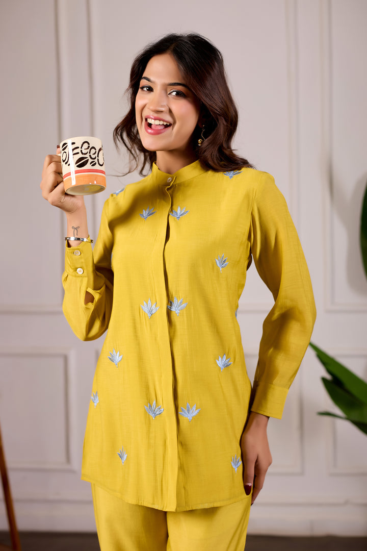 Marigold Bloom Chanderi Luxe Co-ord Set