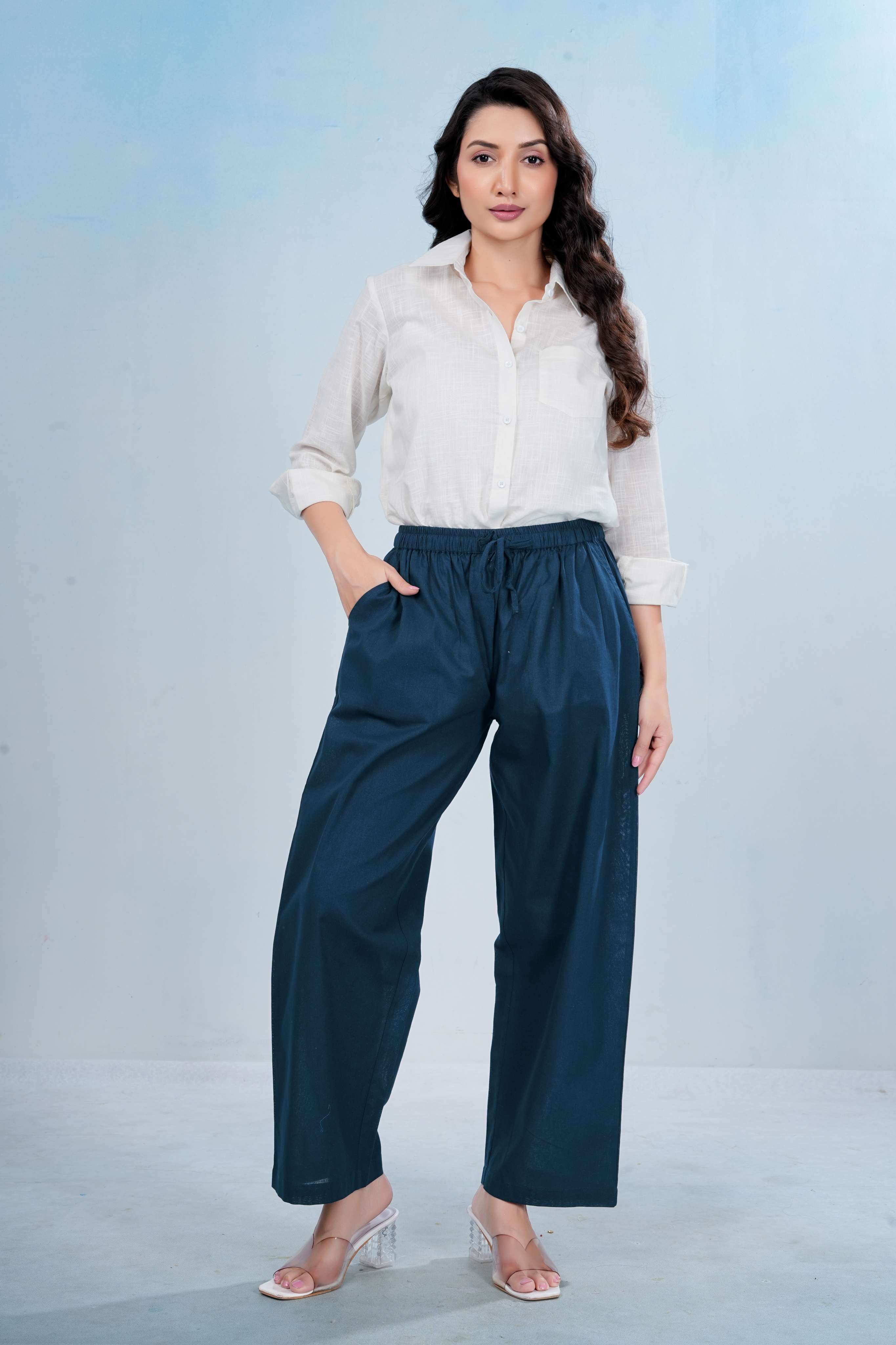 Everyday cotton pants - Persian blue