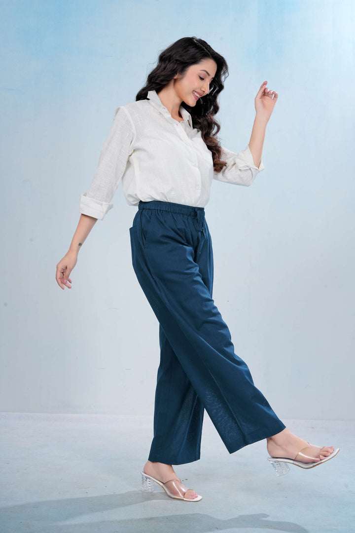 Everyday cotton pants - Persian blue
