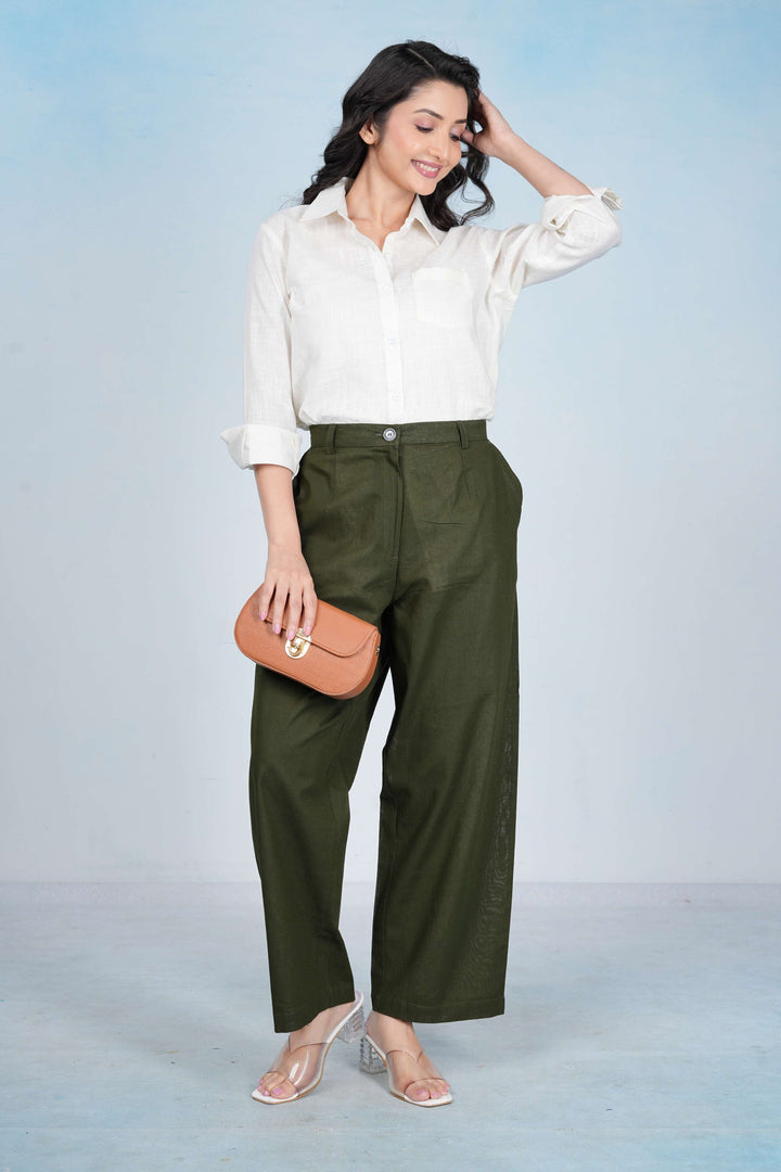 Everyday Cotton Pants - Crocodile Green