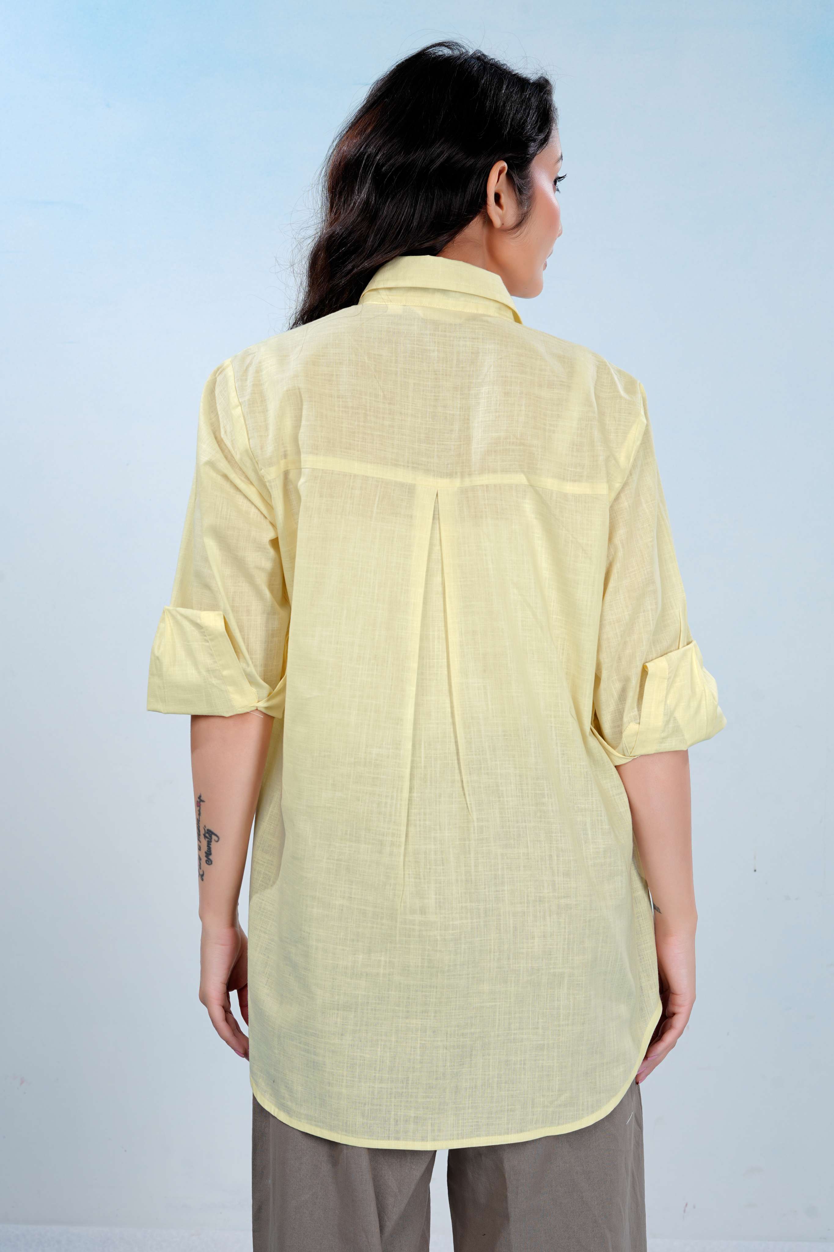 Light Yellow Premium Airy Cotton-linen Grace Shirt