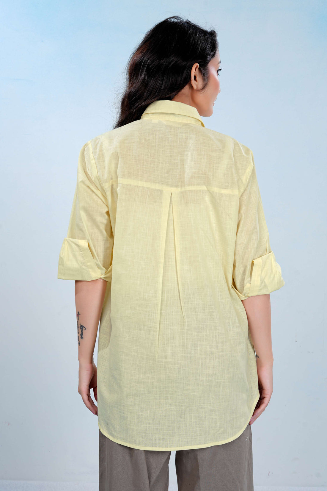 Light Yellow Premium Airy Cotton-linen Grace Shirt