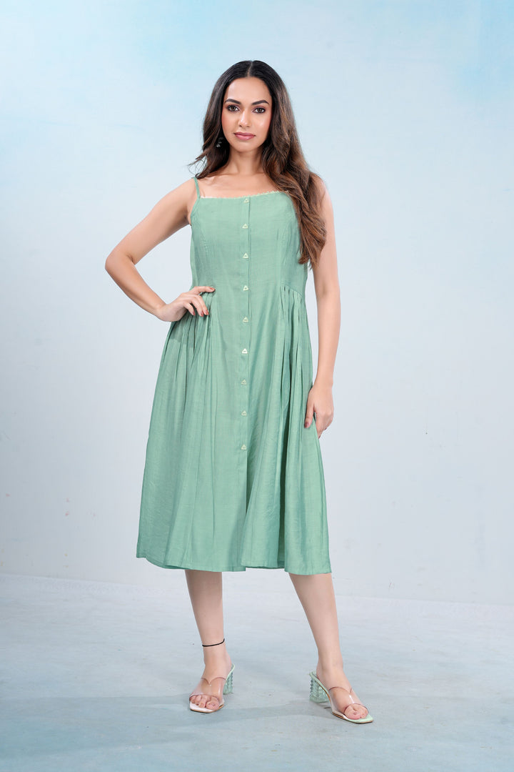 Sage Whisper Midi Flow Dress