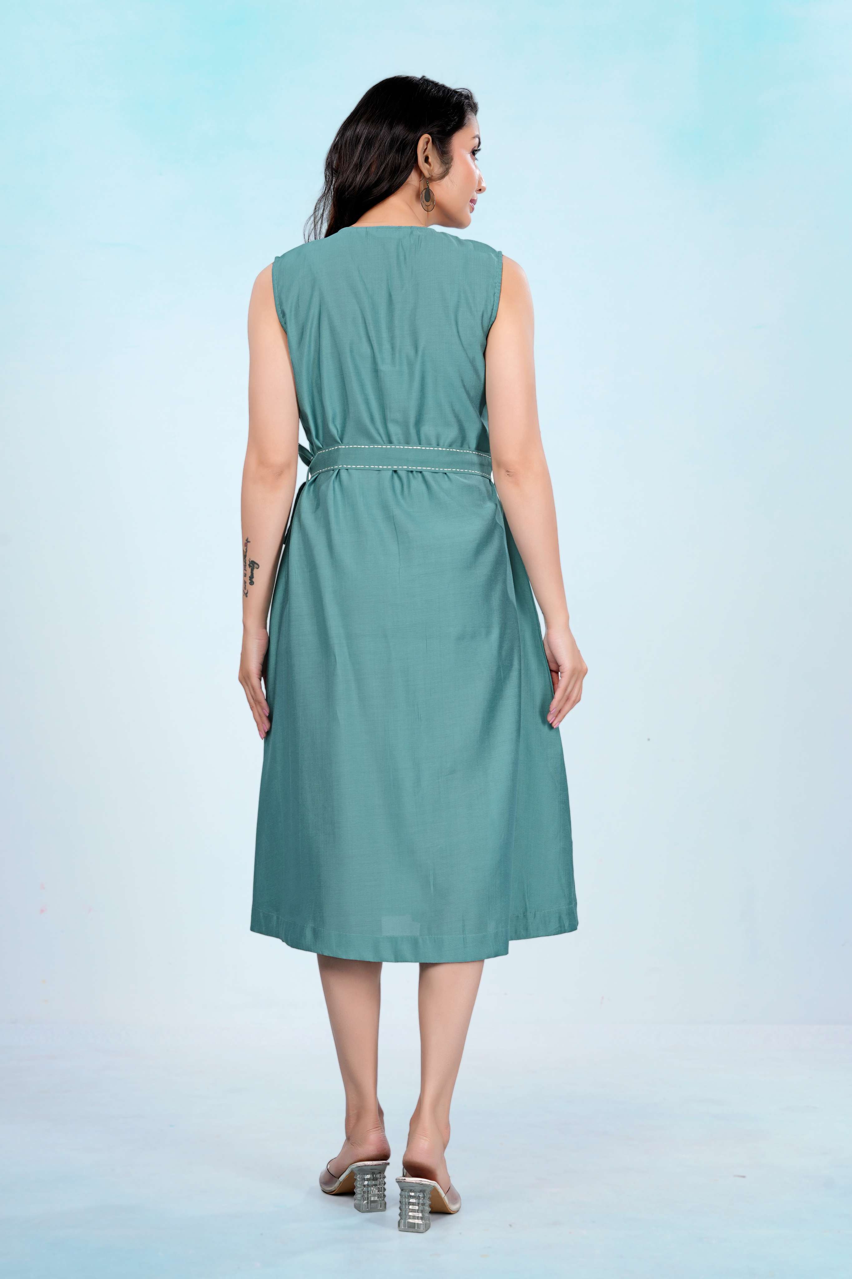 Sleeves Less Flow Dress