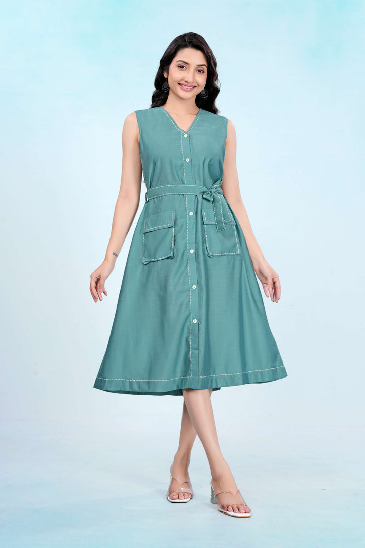 Sleeves Less Flow Dress