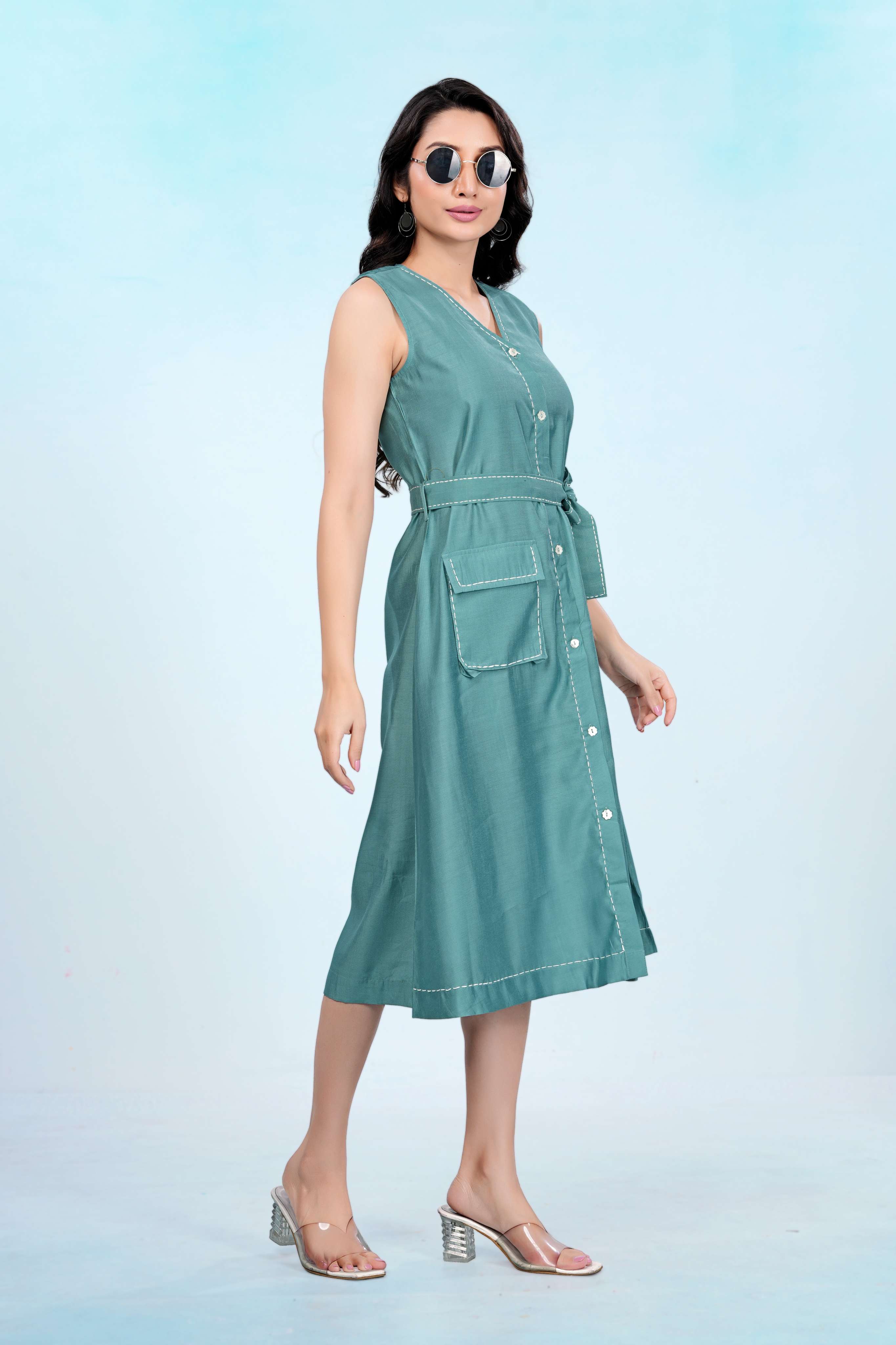 Sleeves Less Flow Dress