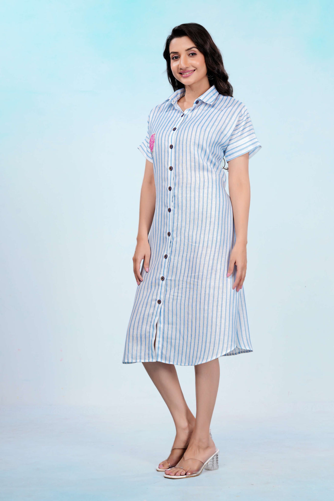 Coastal Breeze Button-Down Flow Dress