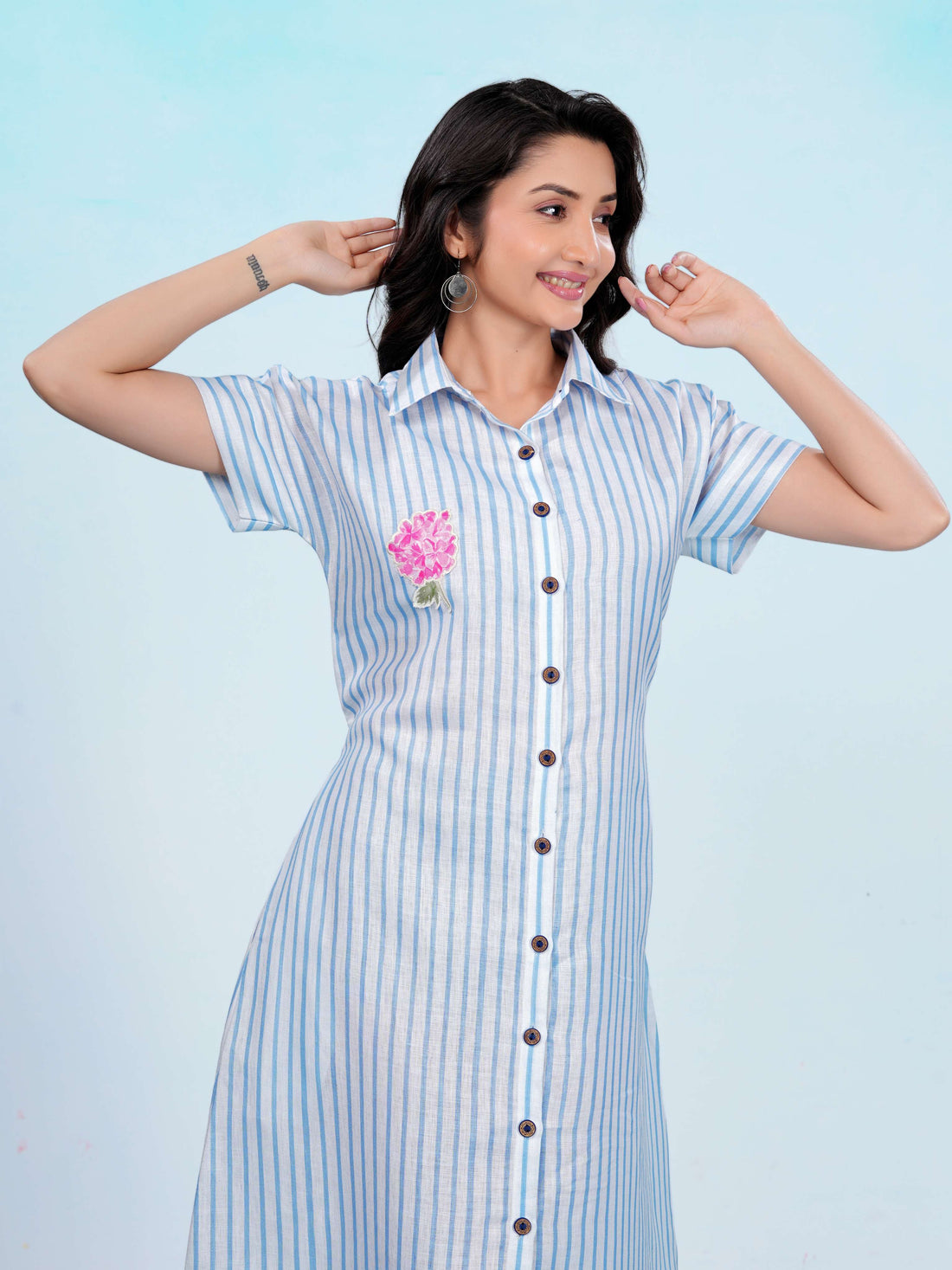 Coastal Breeze Button-Down Flow Dress