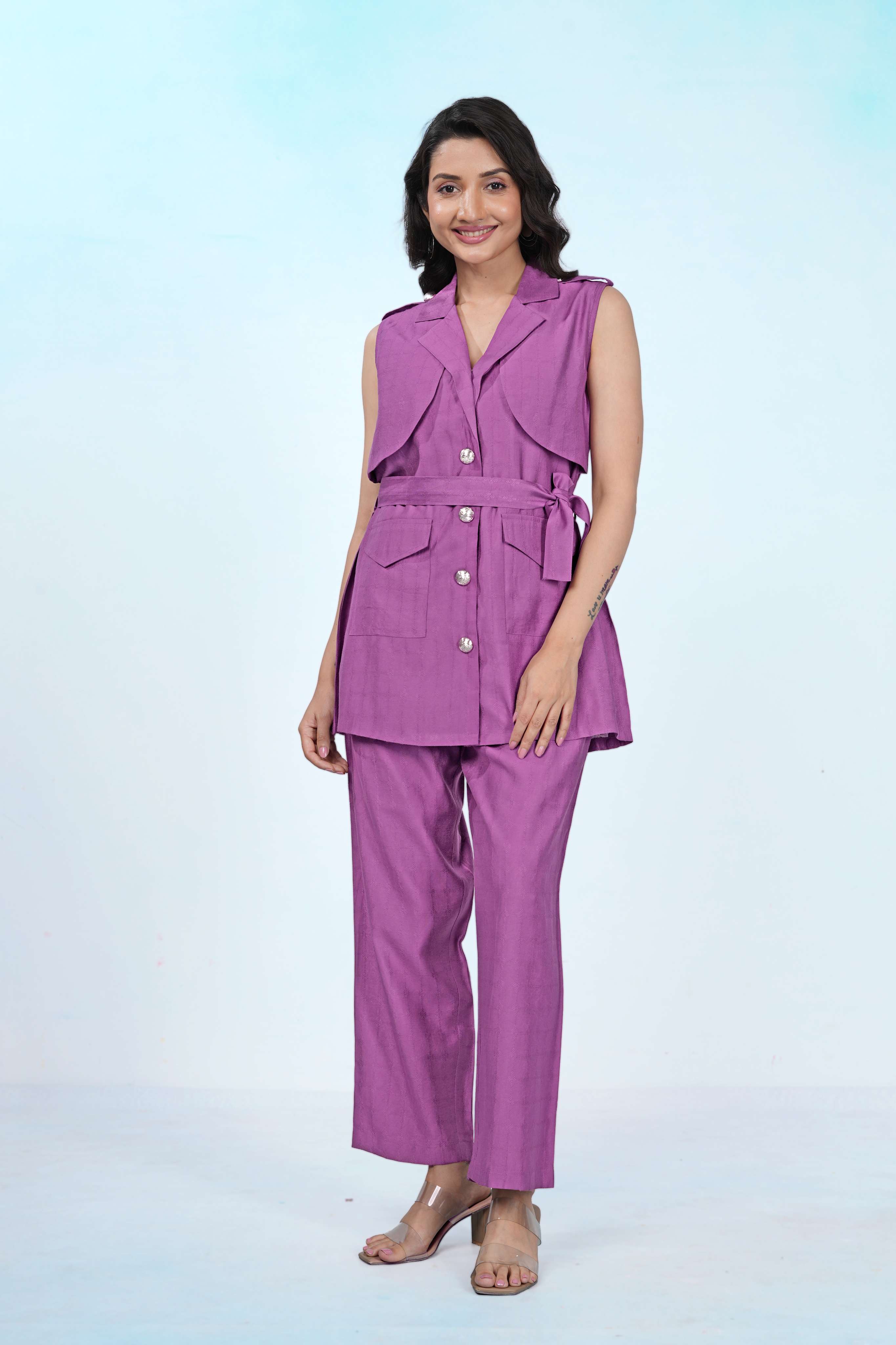 Mauve Aura Belted Co-ord Set