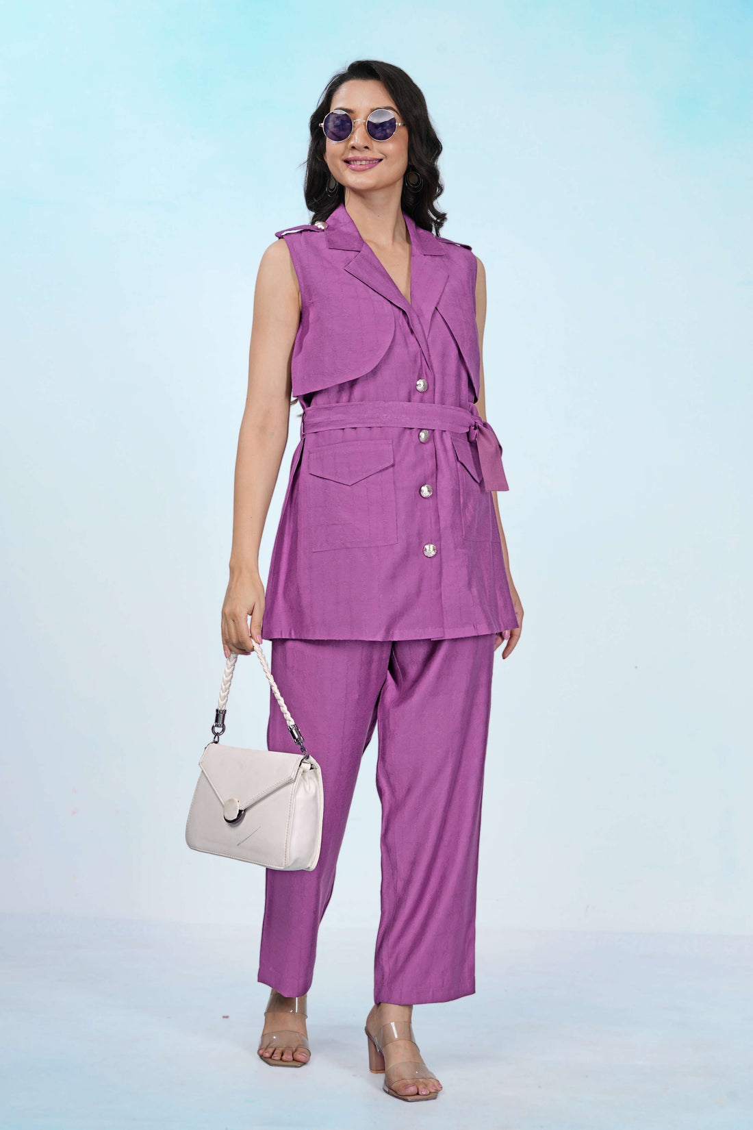 Mauve Aura Belted Co-ord Set