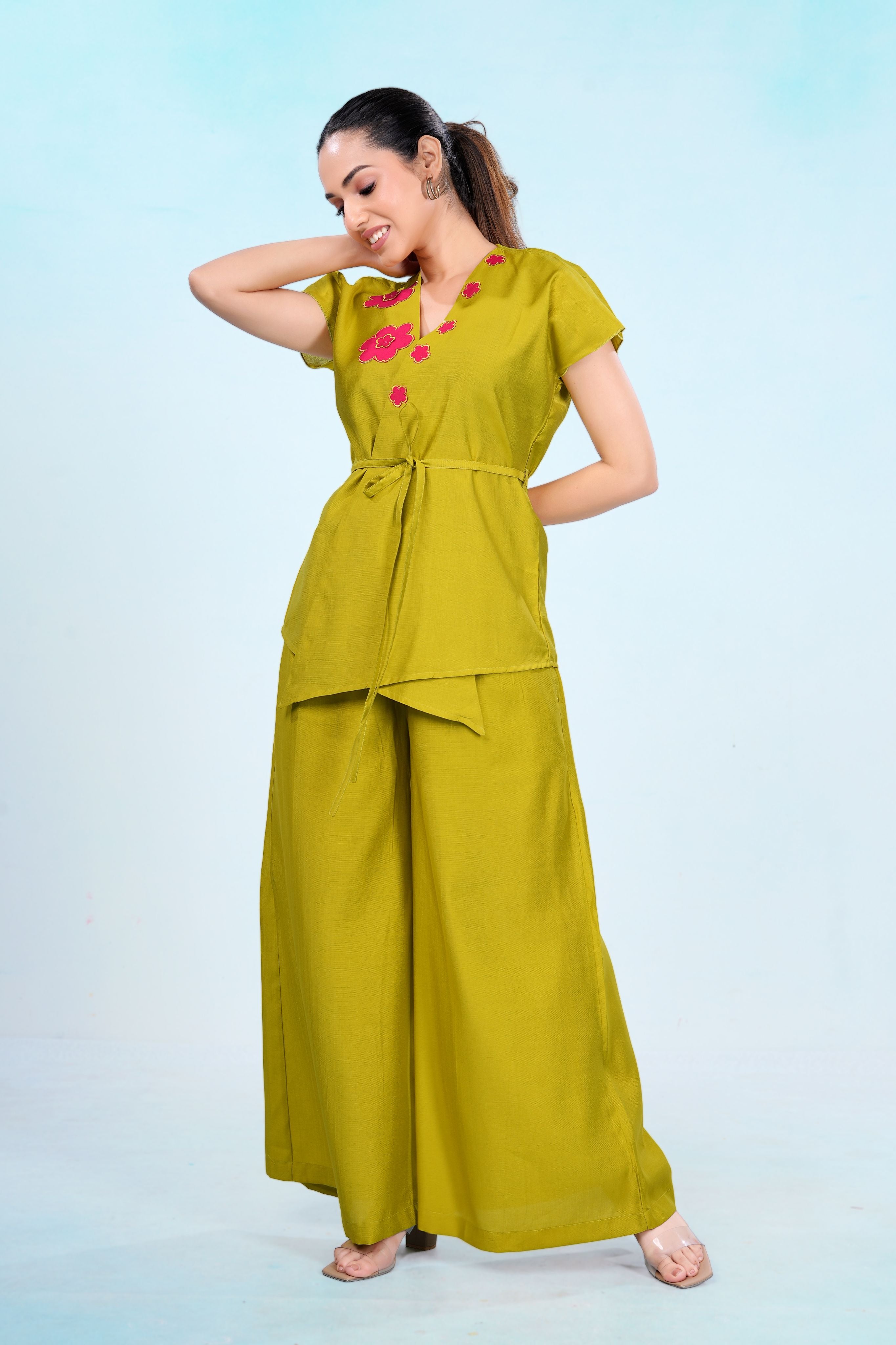 Chartreuse Bloom Appliqué Co-ord Set