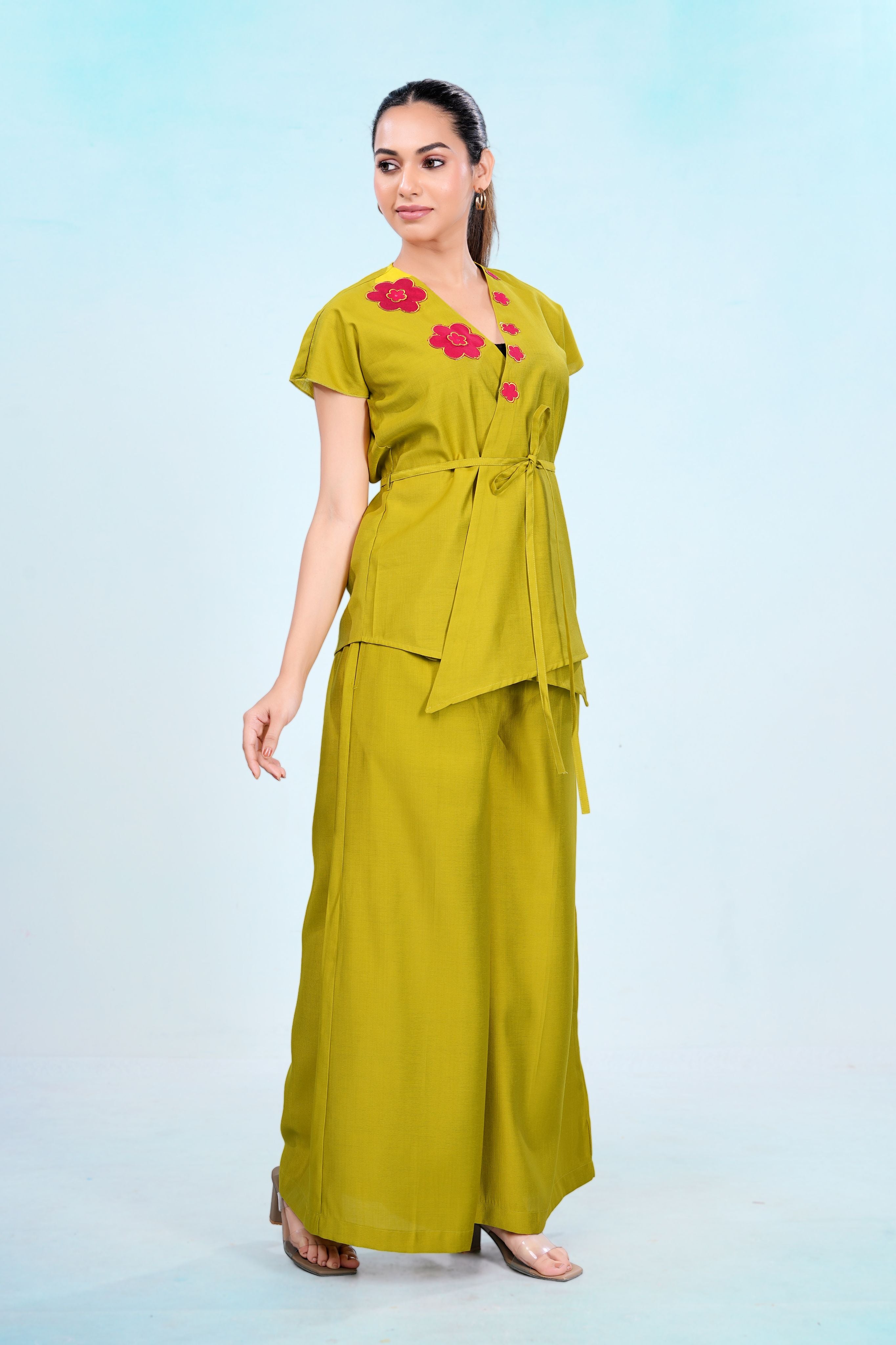 Chartreuse Bloom Appliqué Co-ord Set