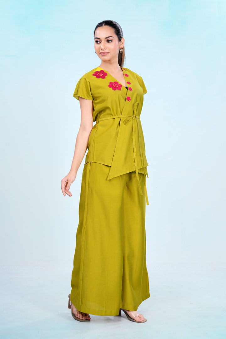 Chartreuse Bloom Appliqué Co-ord Set