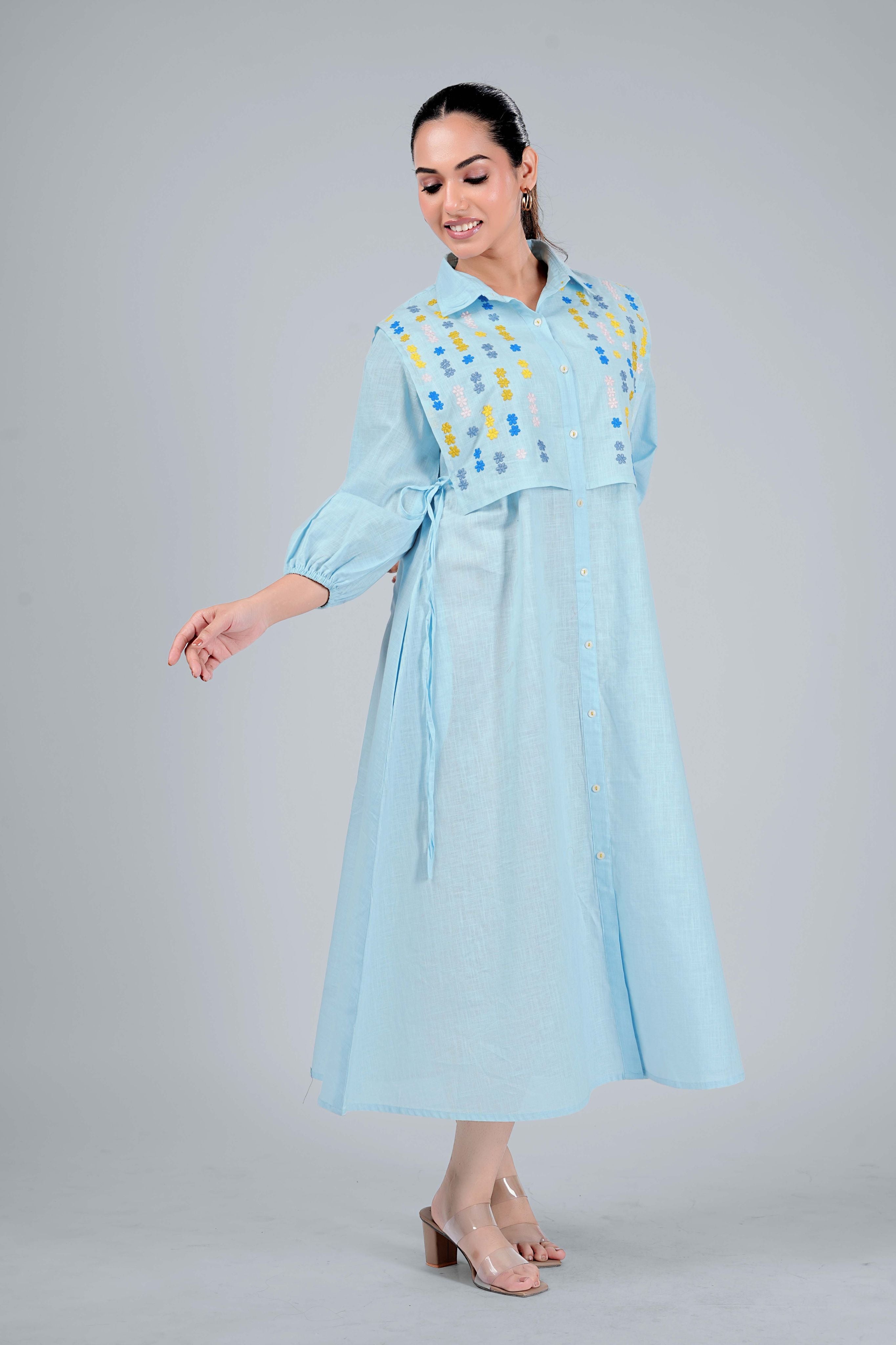 Sky Blue BIB style Flow Dress