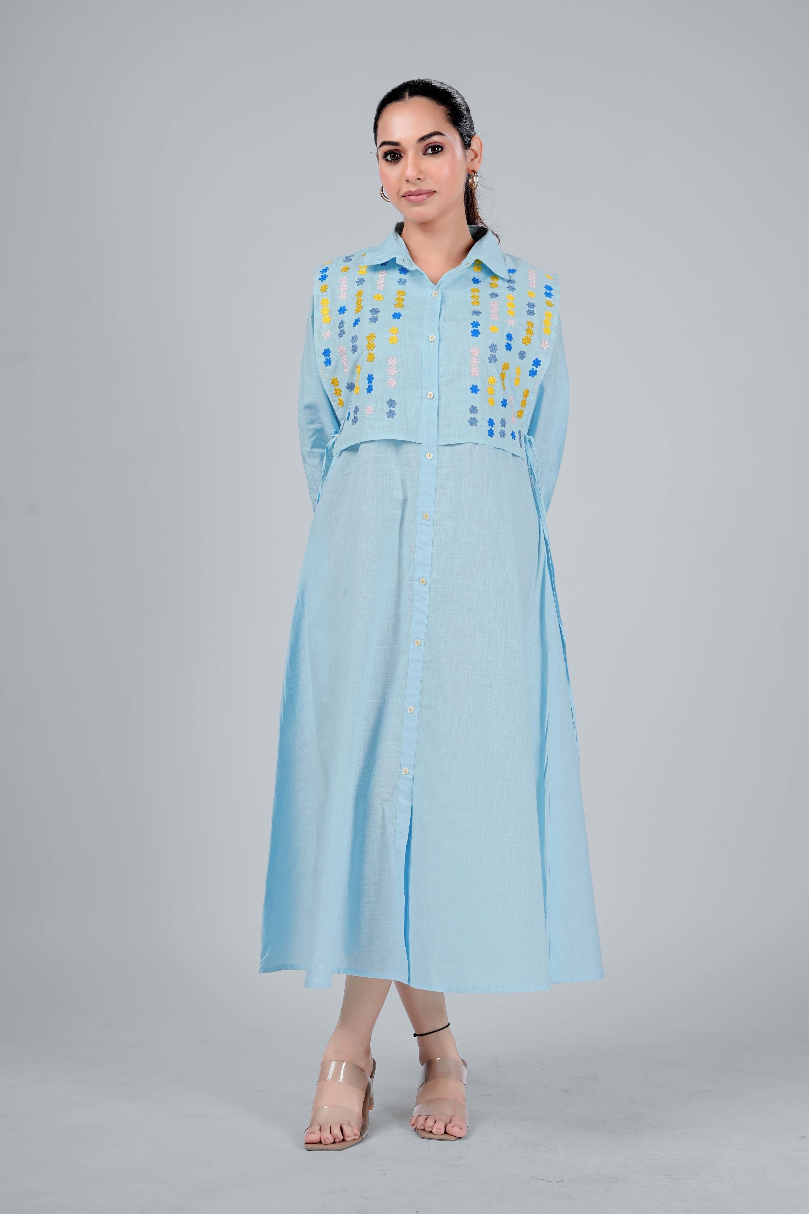 Sky Blue BIB style Flow Dress