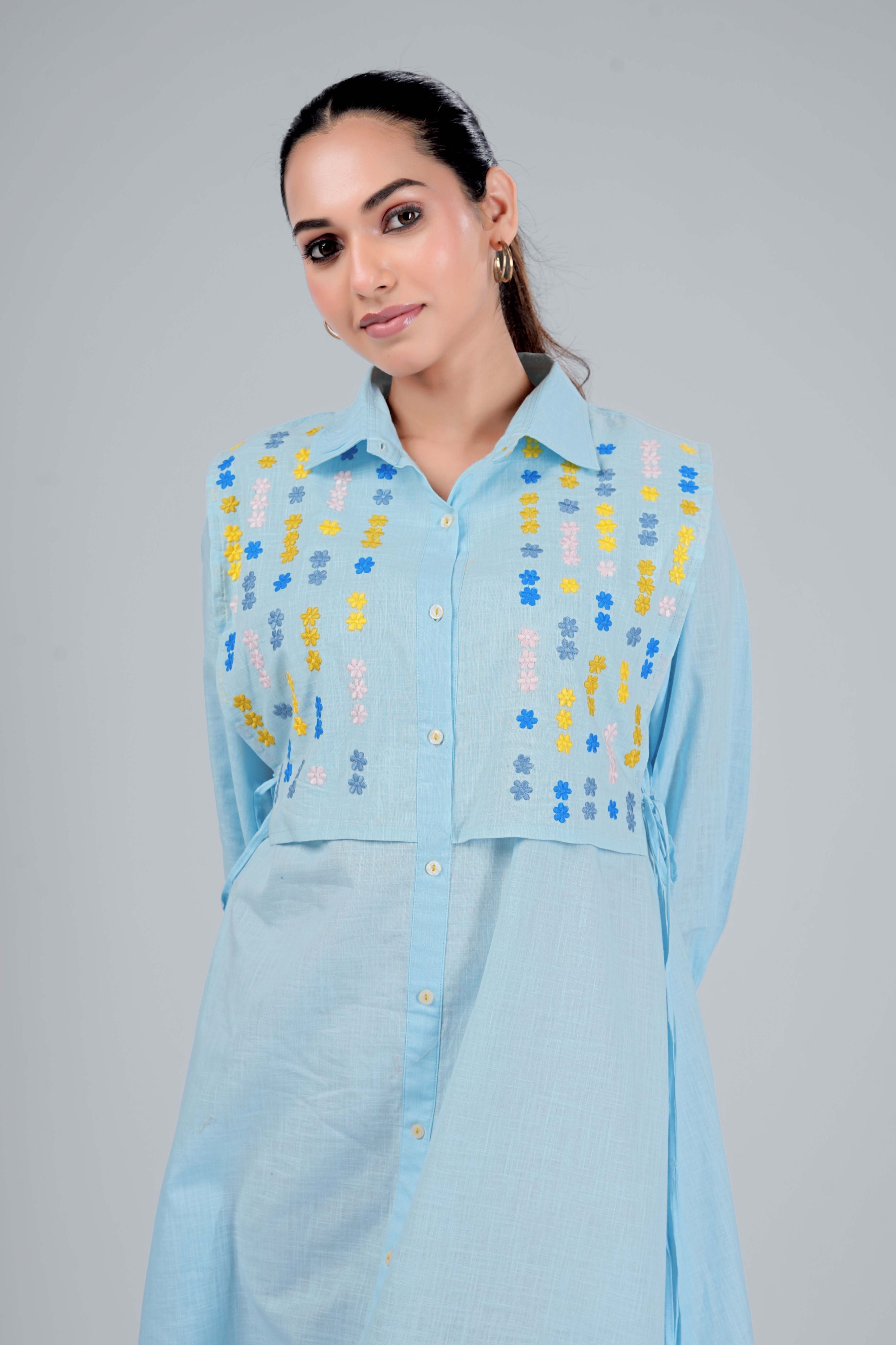 Sky Blue BIB style Flow Dress