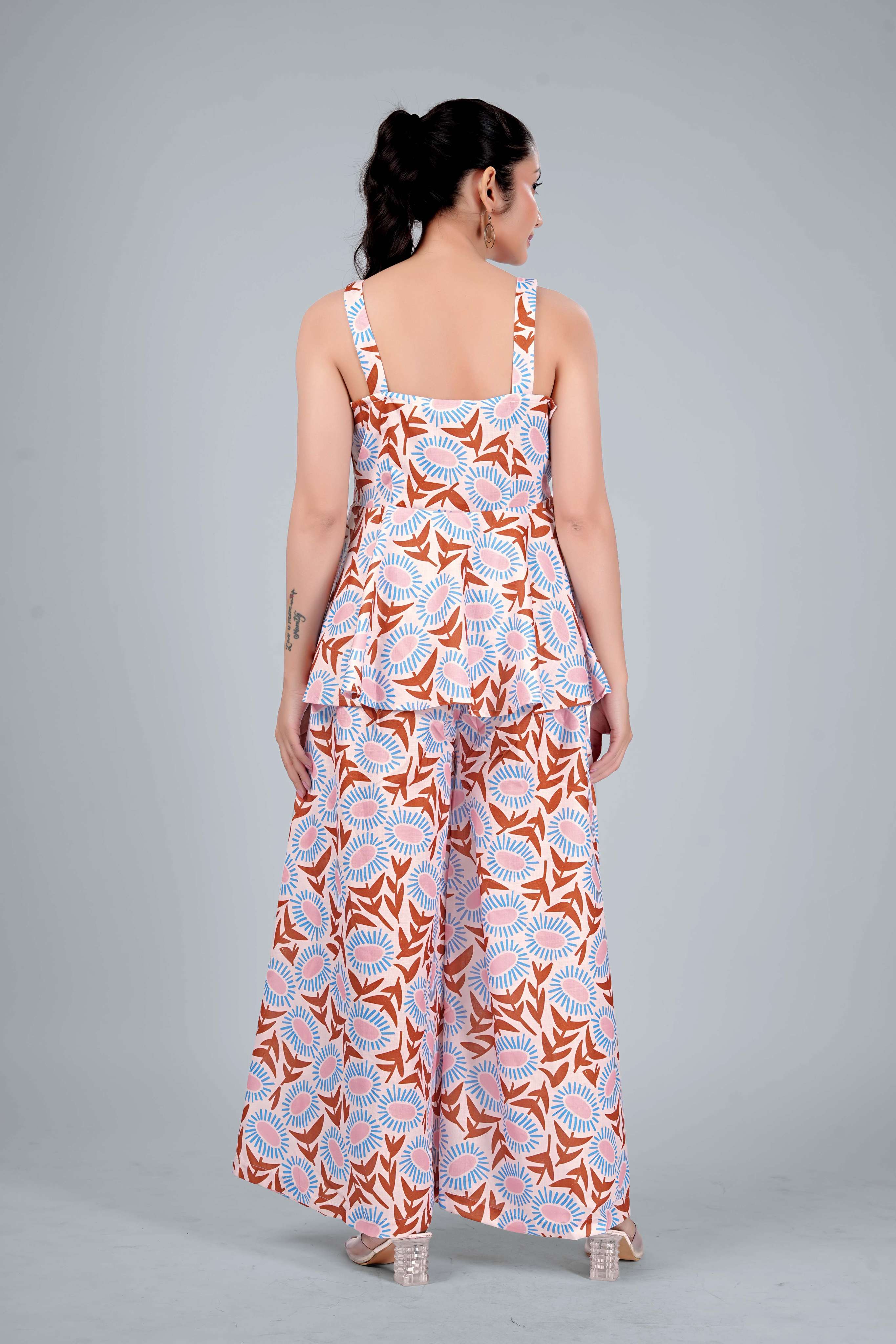 Sunburst Floral Charm Cotton Sharara Set