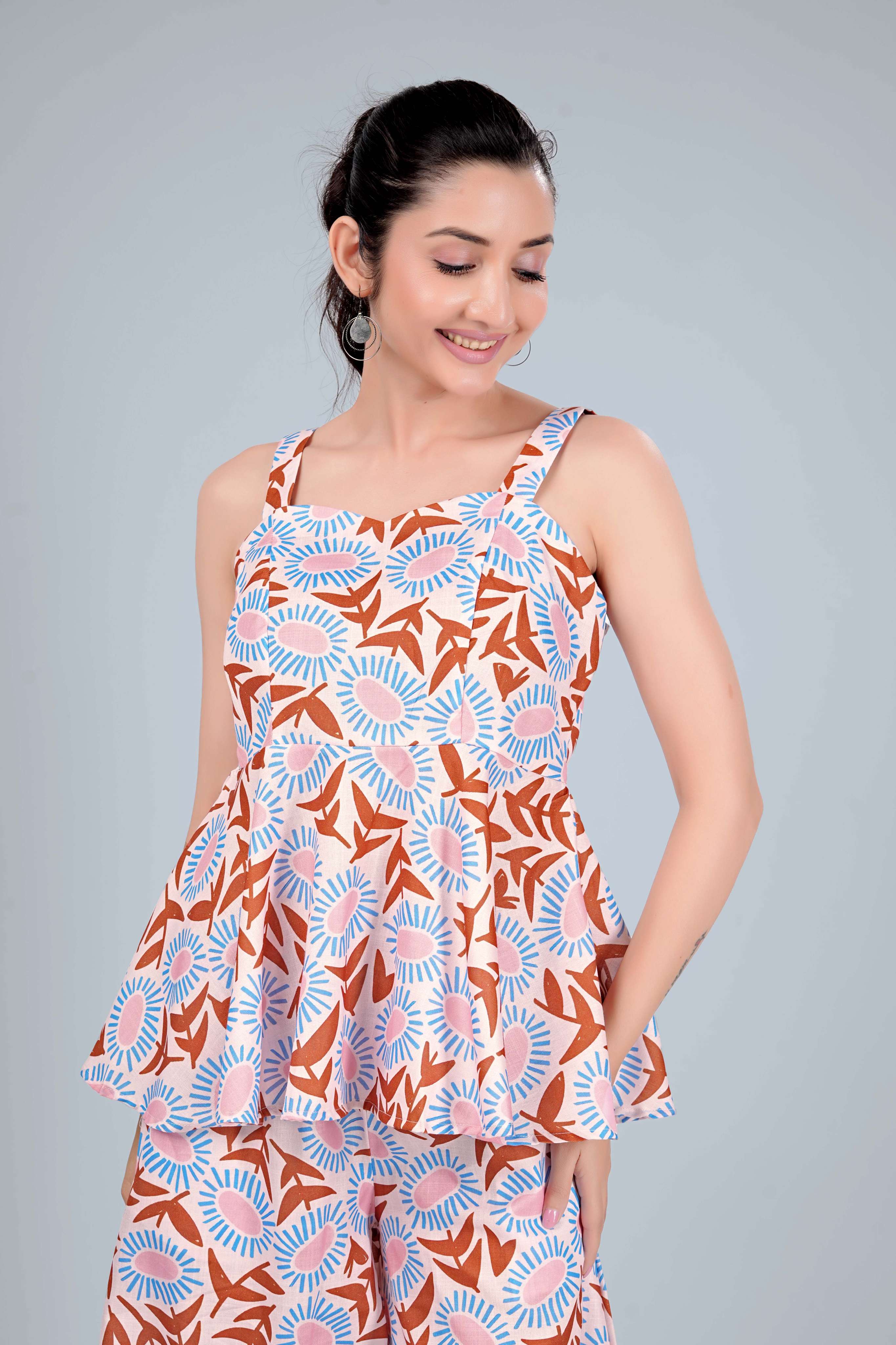Sunburst Floral Charm Cotton Sharara Set