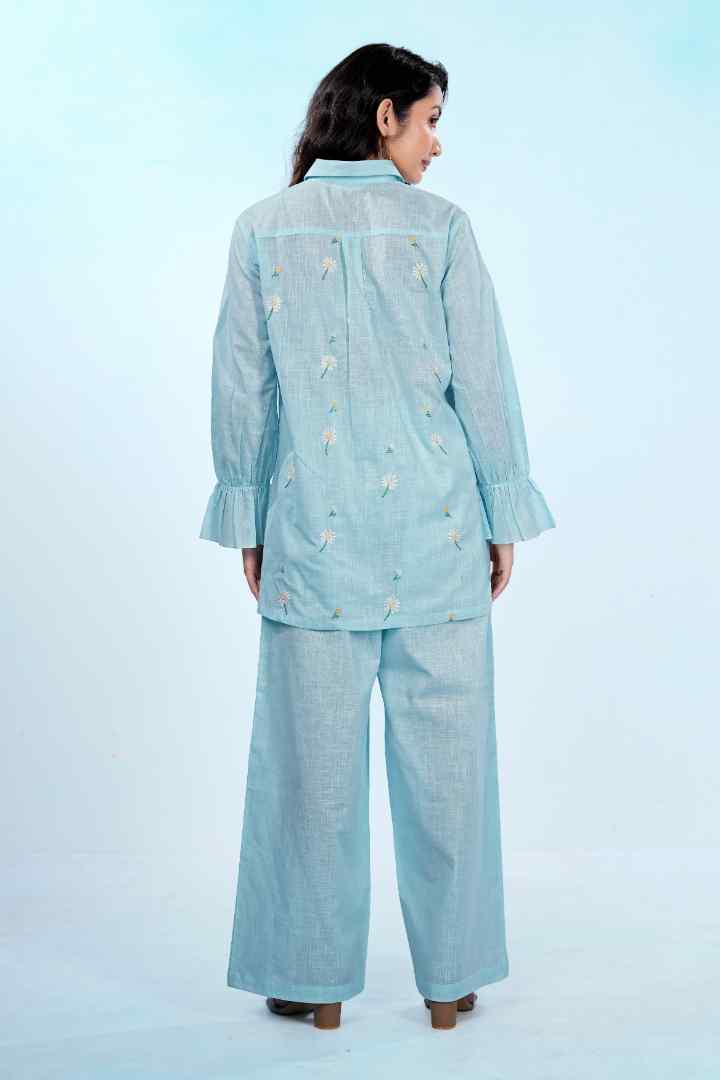 Aqua Daisy Bloom Smocked Co-ord Set