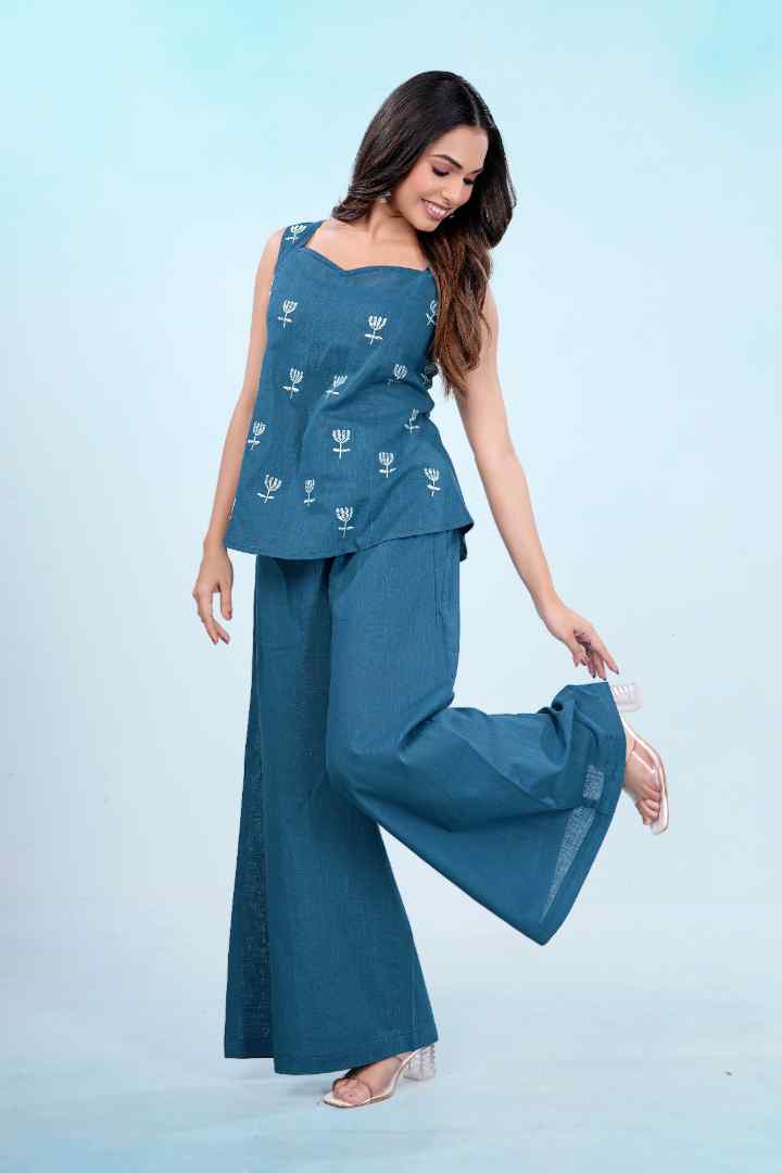 Teal Tulip Garden Cotton Co-ord Set
